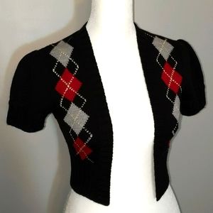 Argyle Cropped Open Cardigan